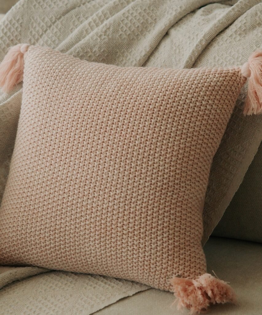 Blush Knot Tassel Cushion Cover