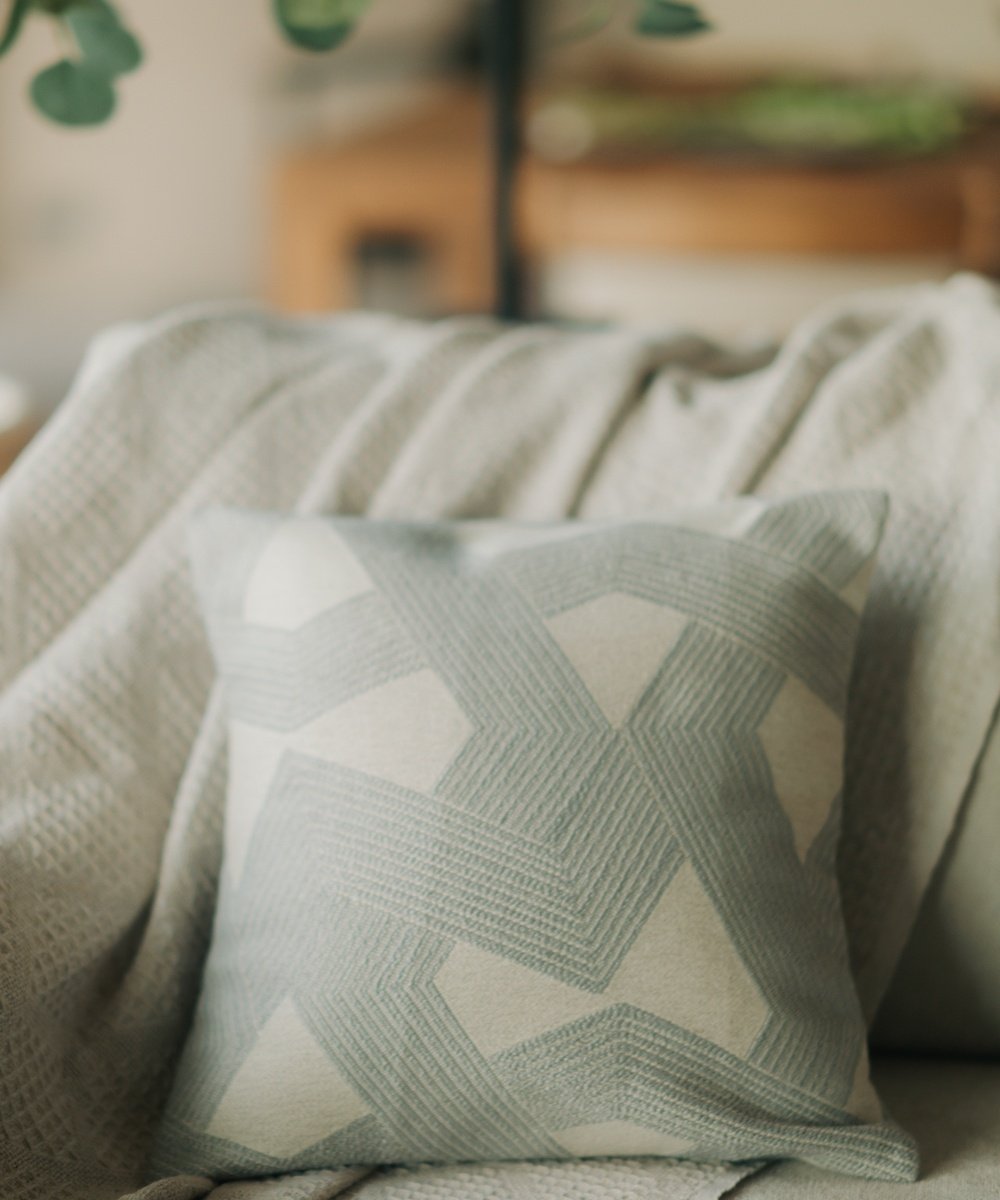 Cotton White Grey Pillow Cushion