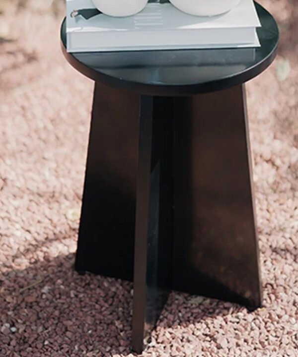 Geometric Matte Black Tripod Accent Table - Image 2