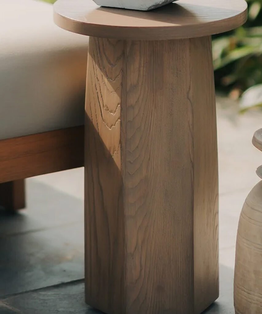 Raw Oak Sculptural Pedestal with Circular Top