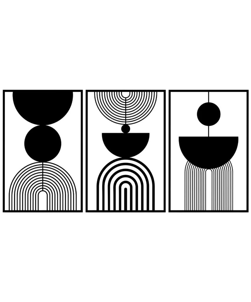 Minimalist Monochrome Geometric Canvas Set