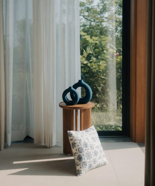 Mid-Century Modern Fluted Wood Side Table - Image 4