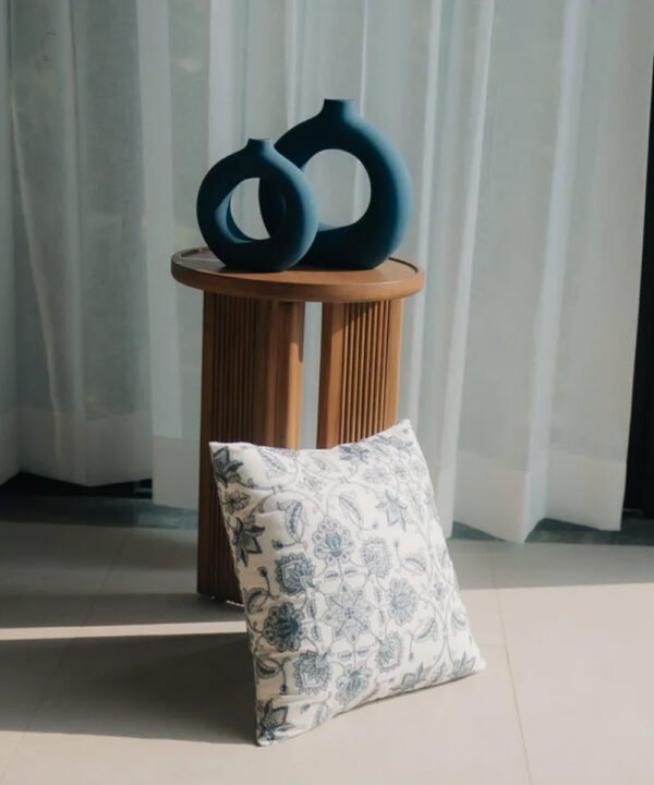Mid-Century Modern Fluted Wood Side Table - Image 5