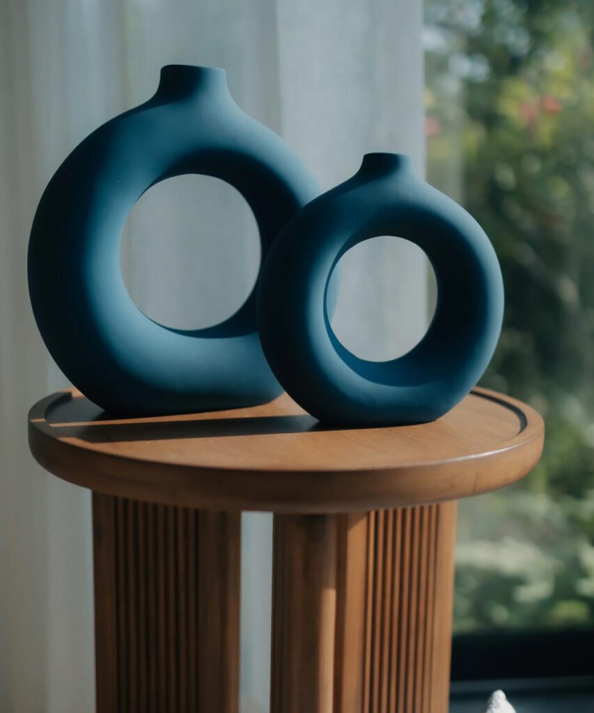 Mid-Century Modern Fluted Wood Side Table