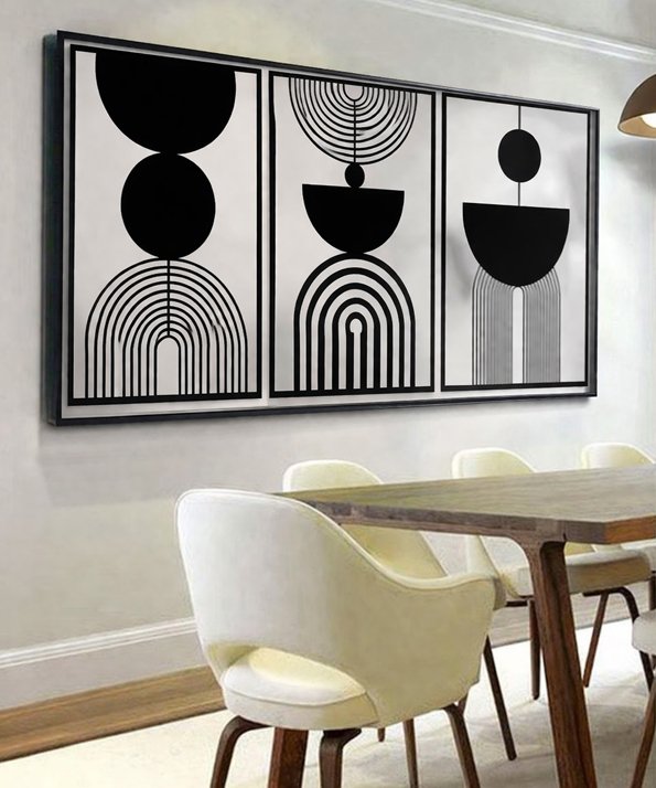 Minimalist Monochrome Geometric Canvas Set