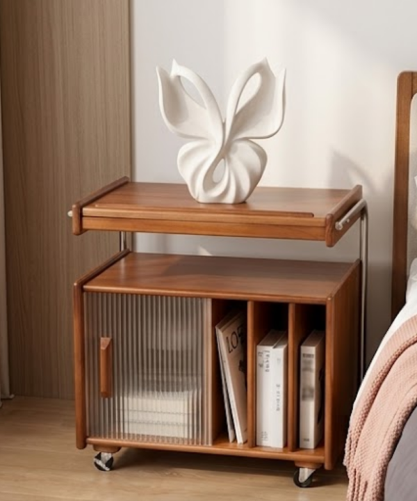 Nordic Storage Nightstand on Wheels - Image 1