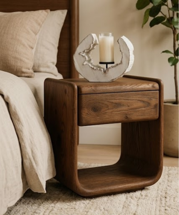 153 Curve One Drawer Bedside Table - Image 1