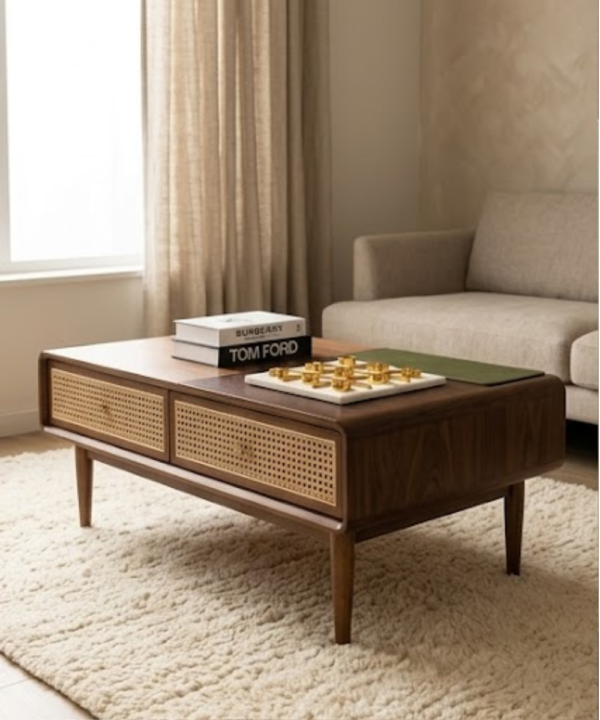 Vienna Cane Coffee Table with Drawers - Image 1