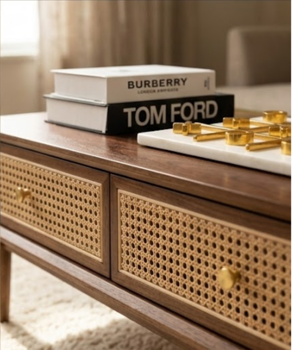 Vienna Cane Coffee Table with Drawers - Image 4