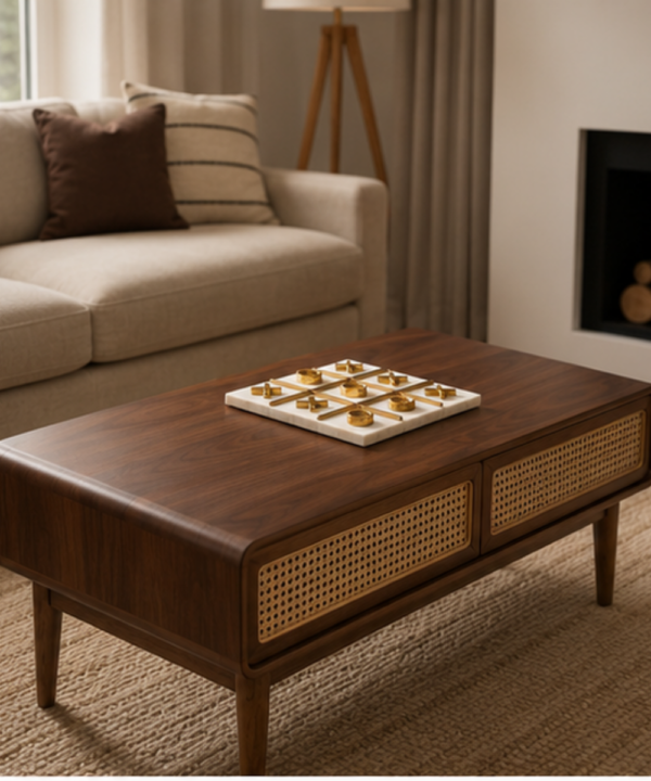 Vienna Cane Coffee Table with Drawers - Image 2