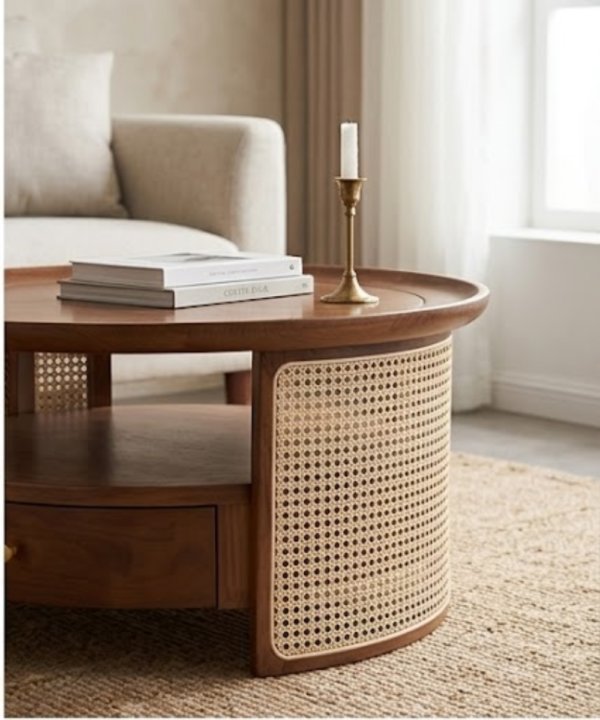 Aurora Cane Coffee Table with Storage Drawer - Image 3