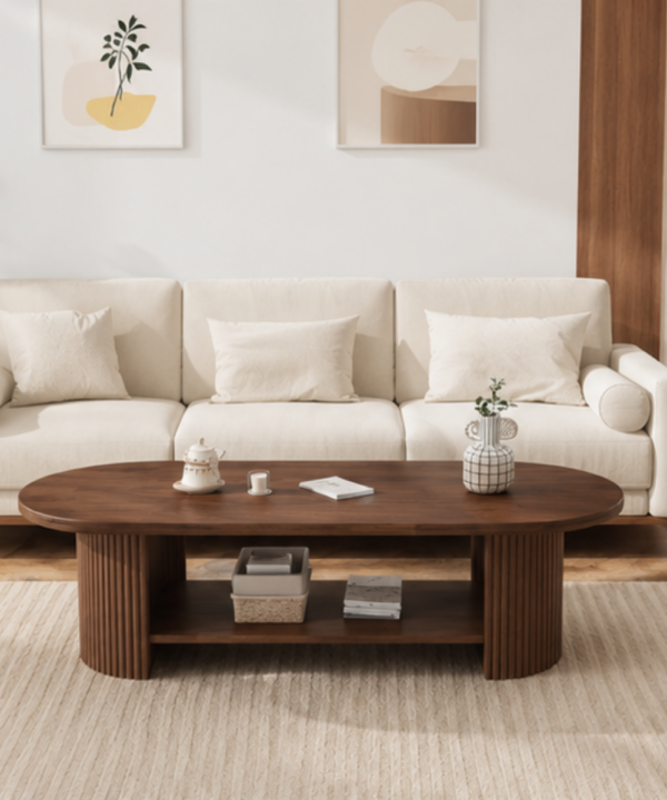 87 Oslo Oval Coffee Table with Open Storage Shelf - Image 1