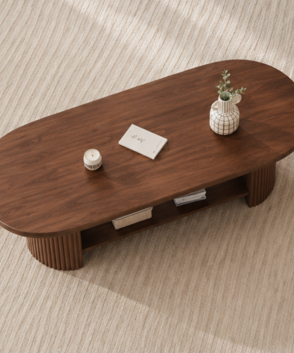 Oslo Oval Coffee Table with Open Storage Shelf - Image 2