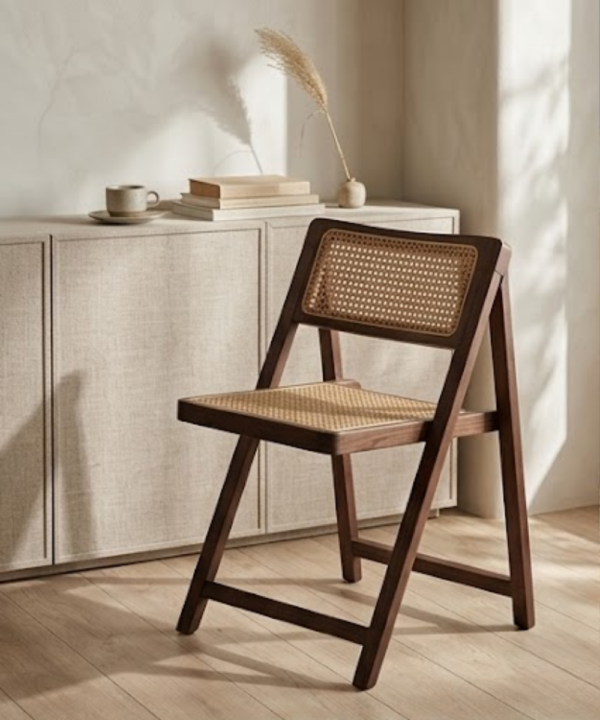 Foldable Cane Dining Chair - Image 1