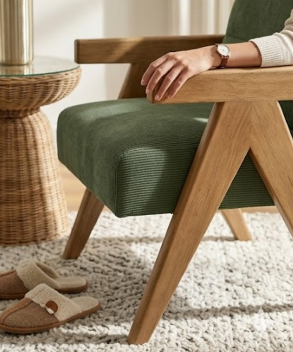 Aarav Teak Wood Accent Lounge Chair - Image 2