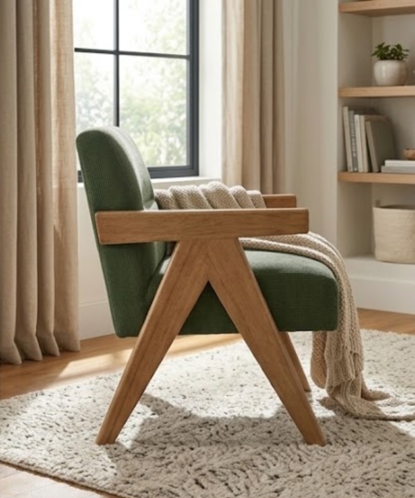 Aarav Teak Wood Accent Lounge Chair - Image 4