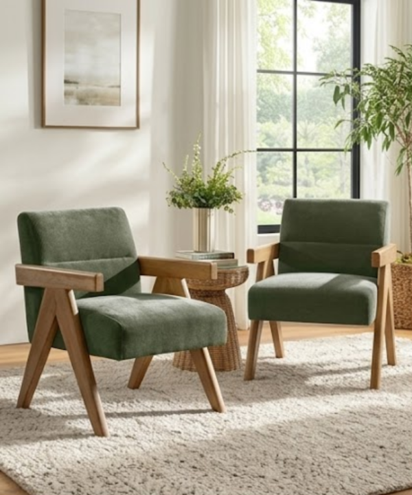 Aarav Teak Wood Accent Lounge Chair - Image 1