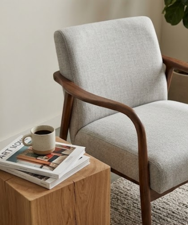 Scandinavian Upholstered Lounge Accent Chair - Image 1