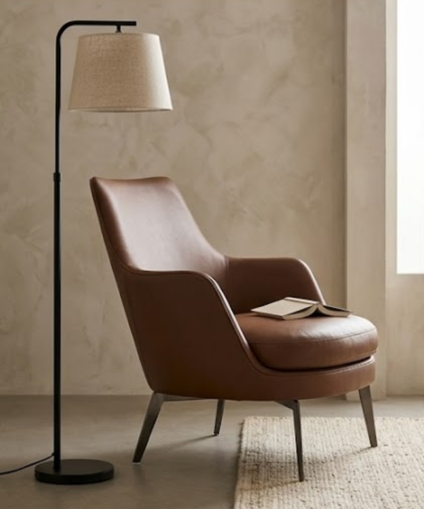 Modern Leather Lounge Accent Chair - Image 1