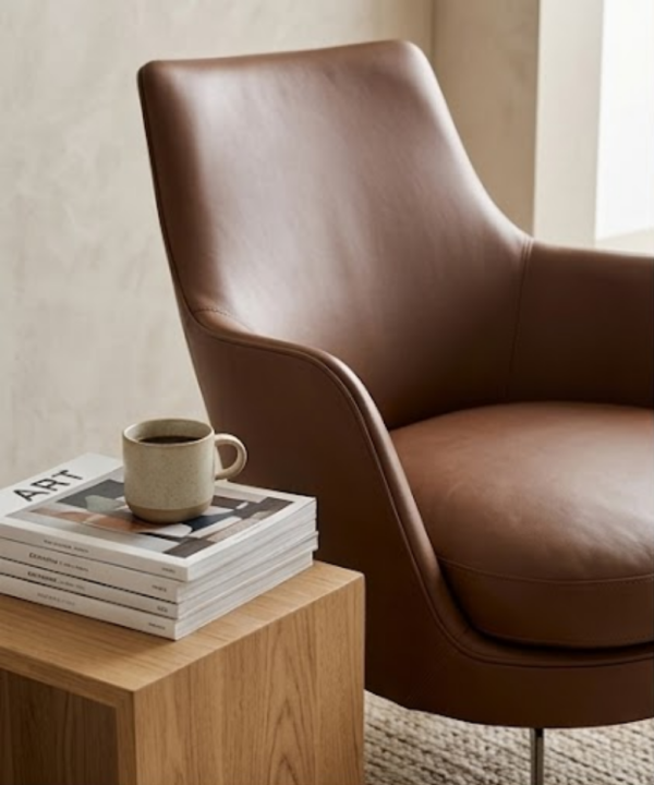 Modern Leather Lounge Accent Chair - Image 3