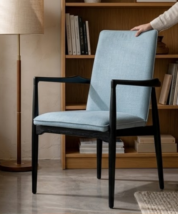 Modern Upholstered Dining Chair with Wooden Frame - Image 1