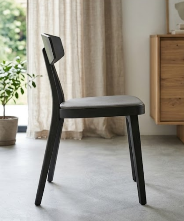 Minimalist Black Wooden Dining Chair - Image 2