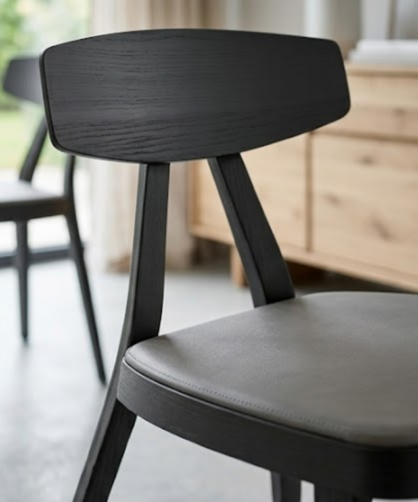 Minimalist Black Wooden Dining Chair - Image 3