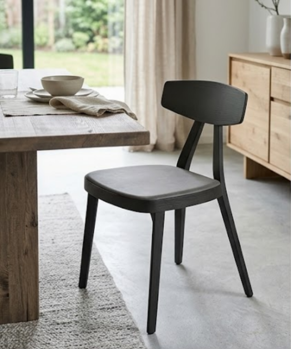 Minimalist Black Wooden Dining Chair - Image 1