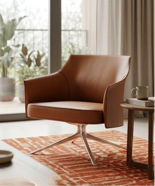 Modern Swivel Leather Accent Lounge Chair - Image 1