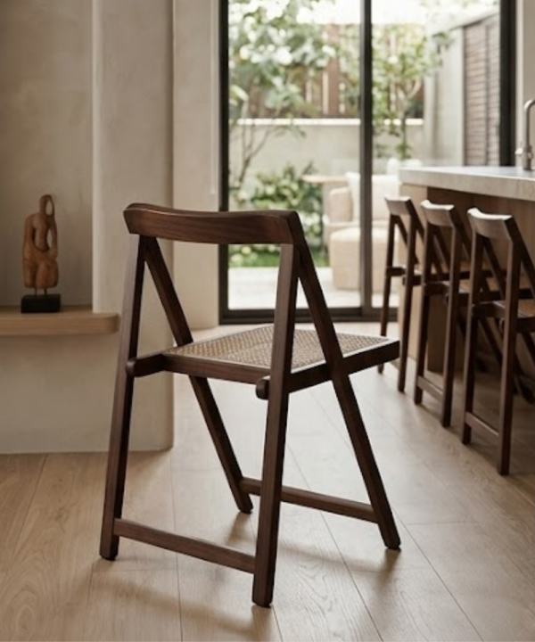 Foldable Cane Dining Chair - Image 3