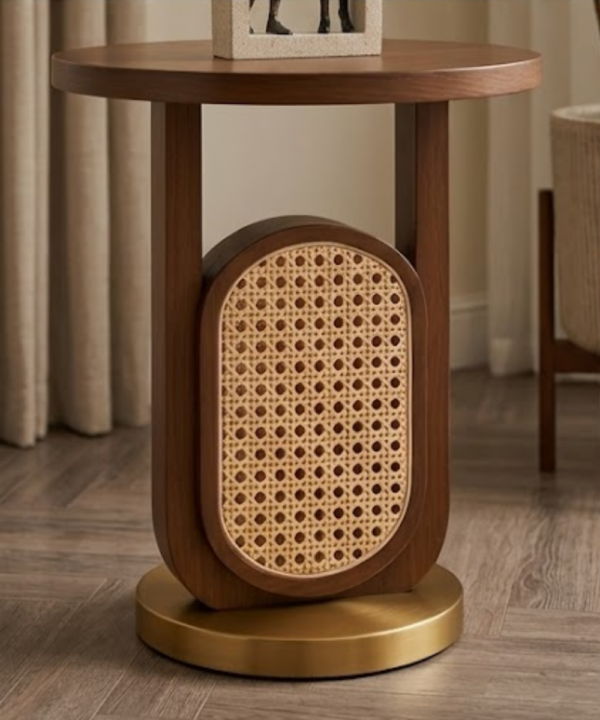 Cane Luxe Pedestal Side Table - Image 3