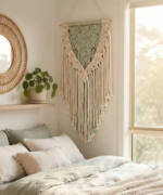 Handmade Sage and Ivory Macramé Wall Hanging | Two-Tone Woven Textile Art - Image 6