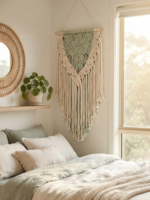 Handmade Sage and Ivory Macramé Wall Hanging | Two-Tone Woven Textile Art - Image 6