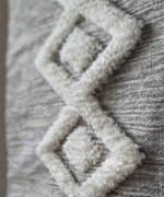 Handmade Woven Cotton Wall Hanging | Grey Diamond Tufted Tapestry Decor - Image 7