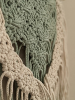 Handmade Sage and Ivory Macramé Wall Hanging | Two-Tone Woven Textile Art - Image 5
