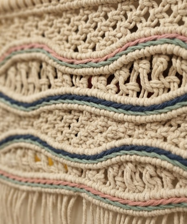 Handmade Boho Wave Macramé Wall Hanging | Multi-Color Woven Textile Art - Image 5