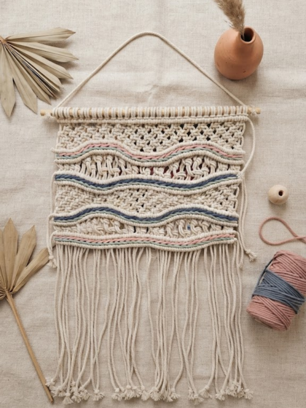 Handmade Boho Wave Macramé Wall Hanging | Multi-Color Woven Textile Art - Image 4