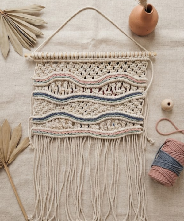 Handmade Boho Wave Macramé Wall Hanging | Multi-Color Woven Textile Art - Image 4