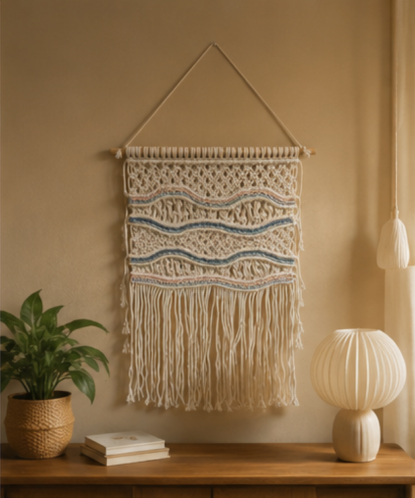 Handmade Boho Wave Macramé Wall Hanging | Multi-Color Woven Textile Art - Image 2
