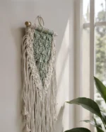 Handmade Sage and Ivory Macramé Wall Hanging | Two-Tone Woven Textile Art - Image 7