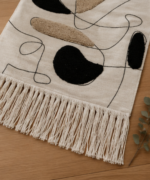 Handmade Boho Abstract Woven Cotton Tapestry | Minimalist Line Art Wall Hanging Decor - Image 2
