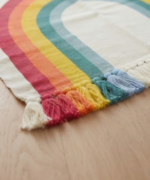 Handmade Woven Cotton Rainbow Rug | Vibrant Arch Accent Floor Mat - Image 3