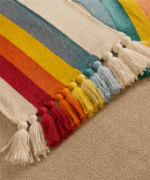 Handmade Woven Cotton Rainbow Rug | Vibrant Arch Accent Floor Mat - Image 2
